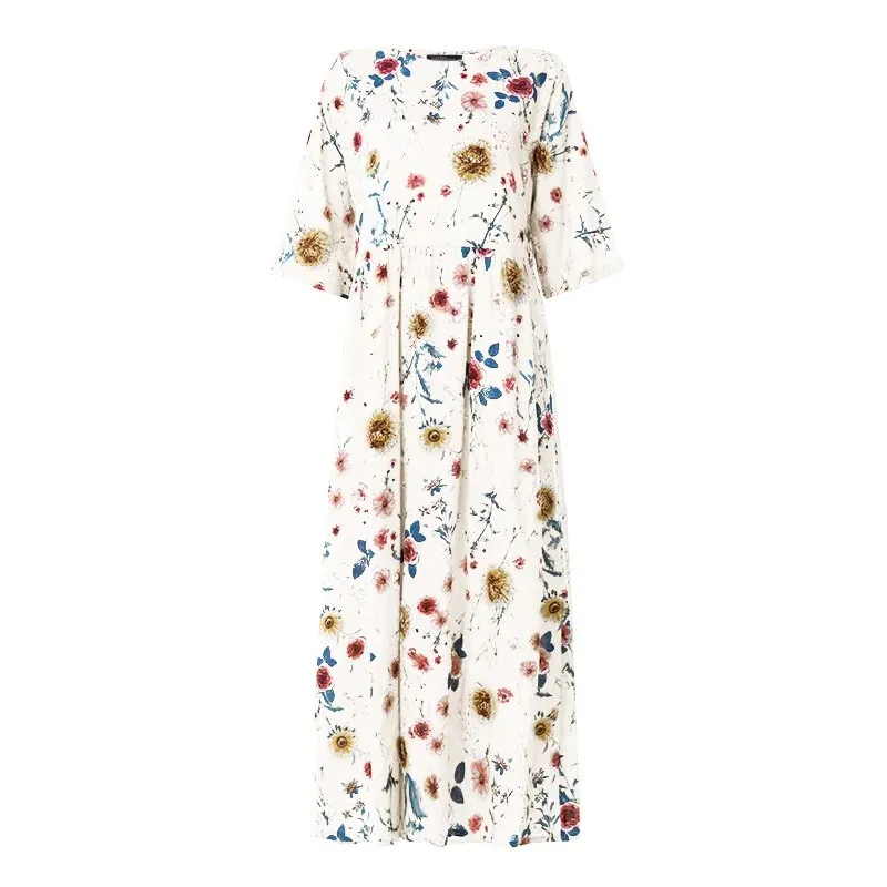 Casual Boho Print Maxi Beach Robe Dress for Women