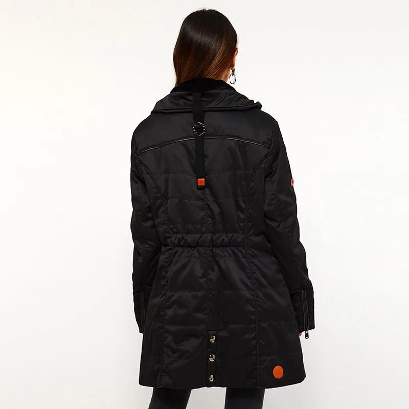 Hot Goth Coats Casual Winter Warm Black Gothic Slim Turtleneck Zipper Solid Pocket Jackets Overcoat
